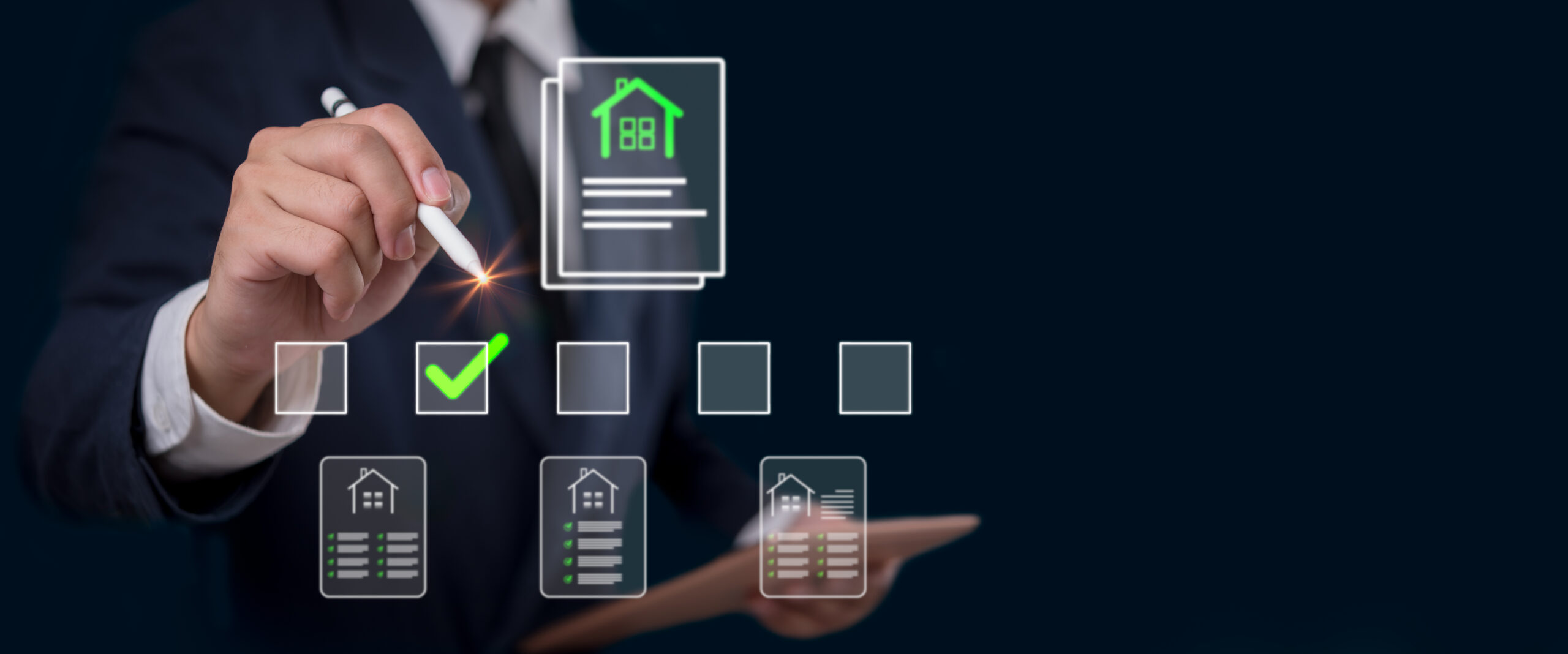 Digitale Liste wird von einer Person abgehakt