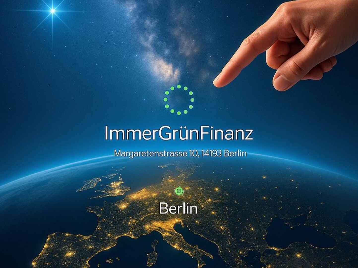 Adresse der ImmerGrünFinanz vor Weltkugel