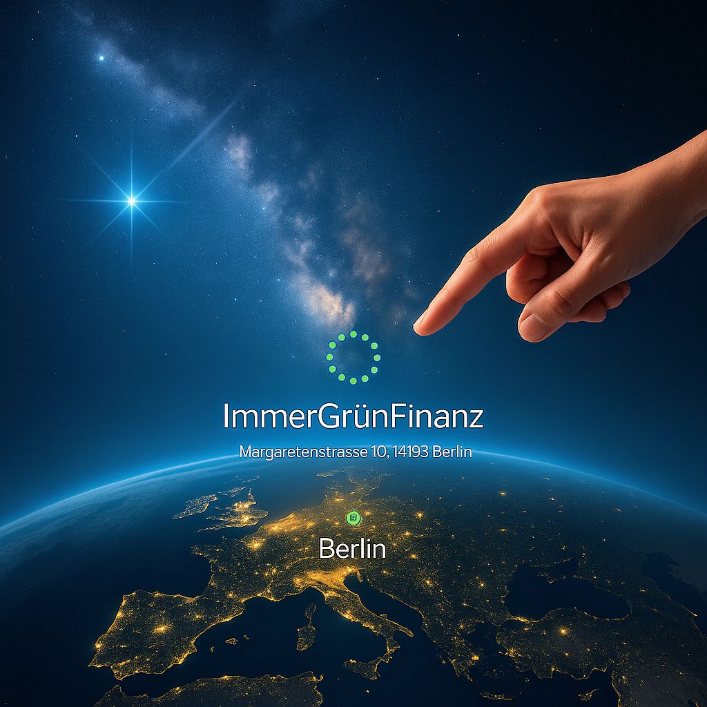 Adresse der ImmerGrünFinanz vor Weltkugel