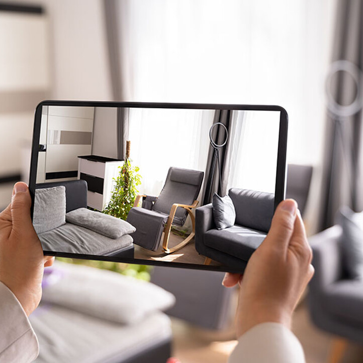 Innenaufnahmen Immobilie mit Tablet