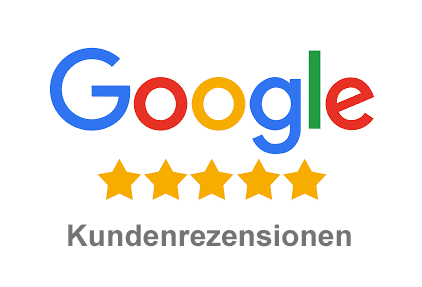 Google-Logo, 5 Sterne und "Kundenrezensionen.