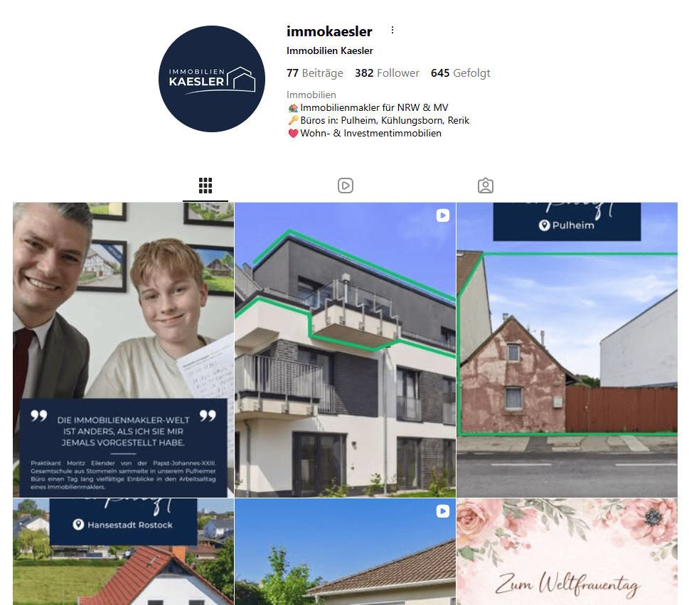 Social Media Profil IMMOBILIEN KAESLER.