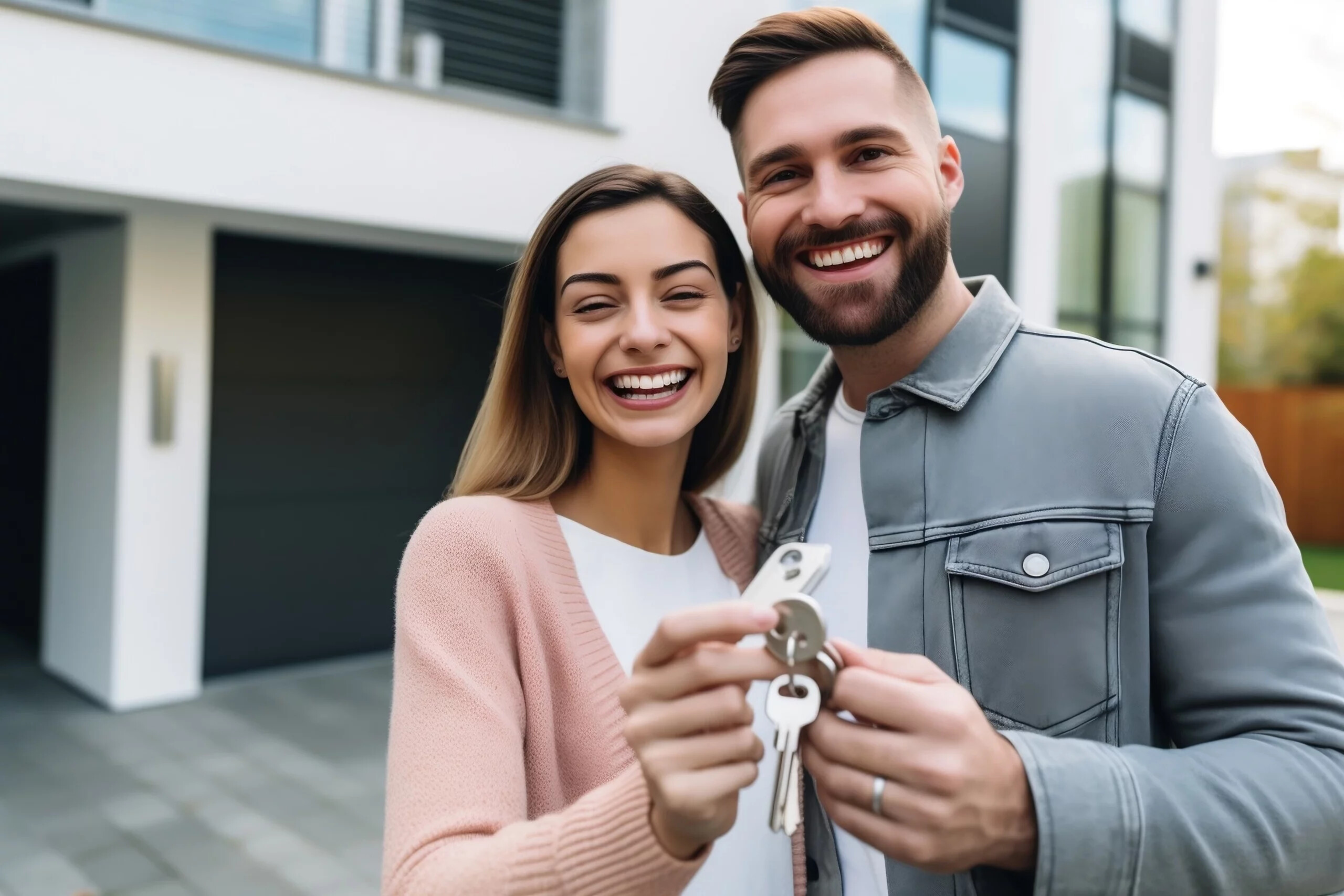 Glückliches Paar mit Schlüssel