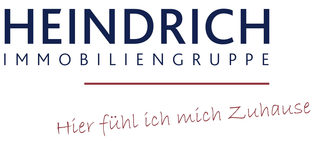 Heindrich Immobiliengruppe Logo mit Slogan: Hier fühl ich mich Zuhause.