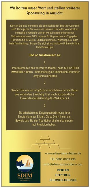Goldenes Rechteckschild mit schwarzer Schrift.
