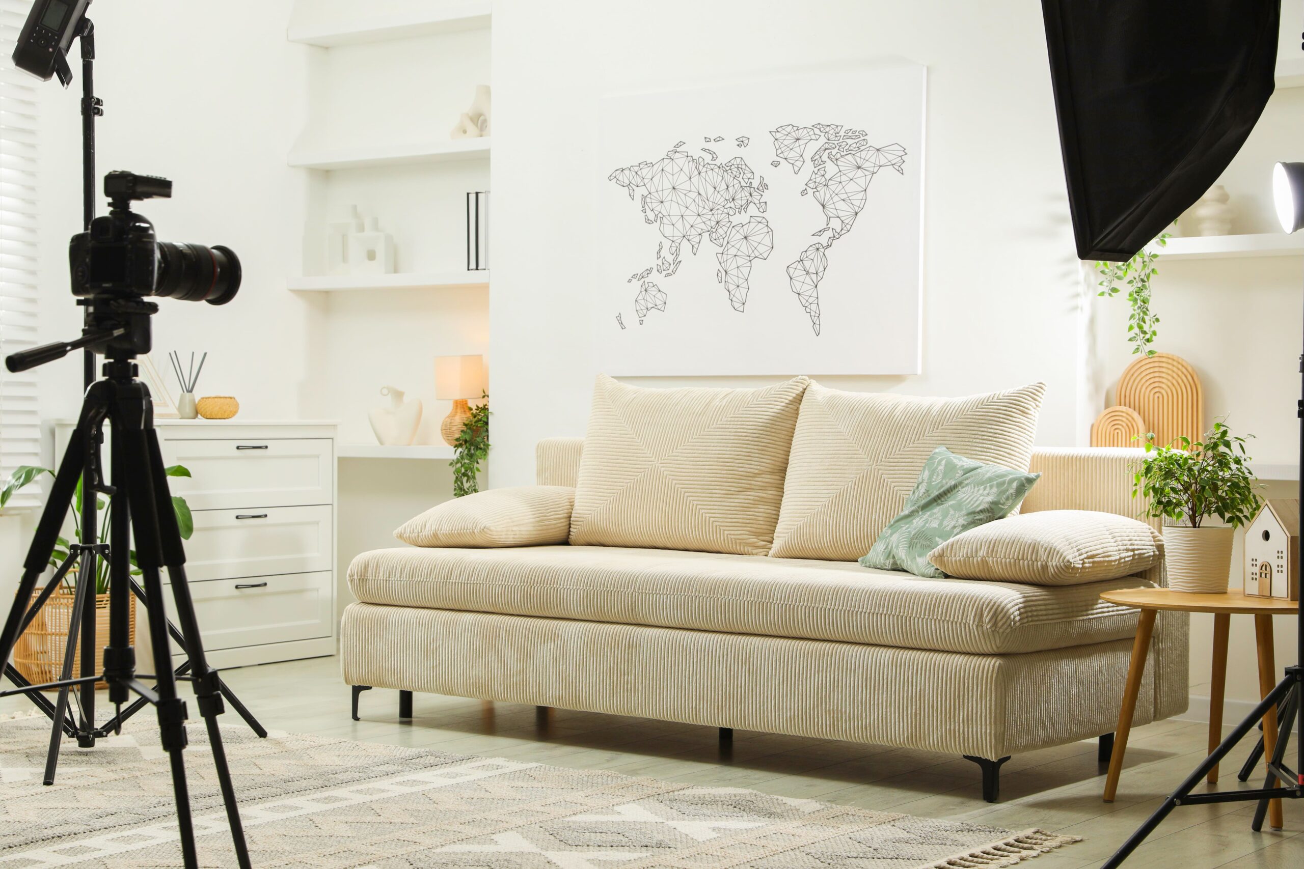 Professionelles Kamerasetup in Wohnung