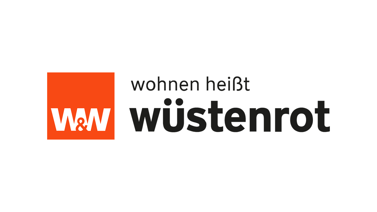 W&W Logo und "wohnen heißt wüstenrot" auf weißem Hintergrund.