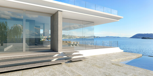 Villa und Terrasse mit Meerblick