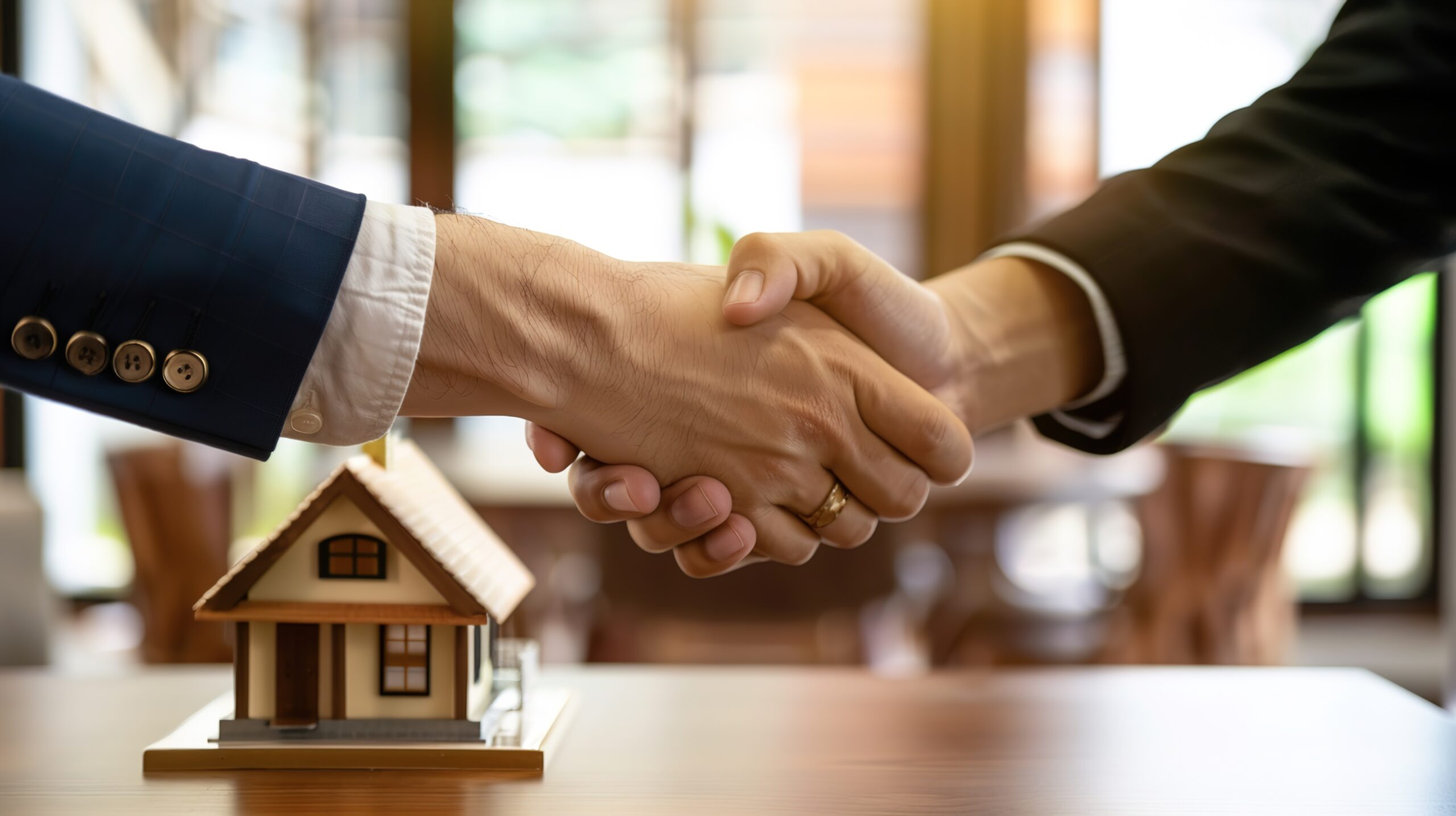 A Home Buyer and a Real Estate Agent Shake Hands After Reaching a Home Purchase Agreement, Marking the Successful Finalization of a Property Deal and Symbolizing Trust in the Homebuying Process