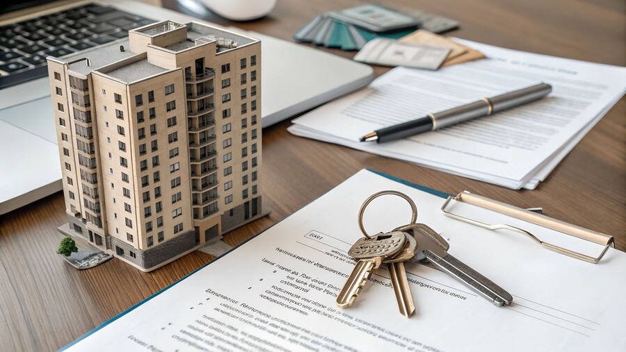 Verträge und Schlüssel für Miniaturhaus