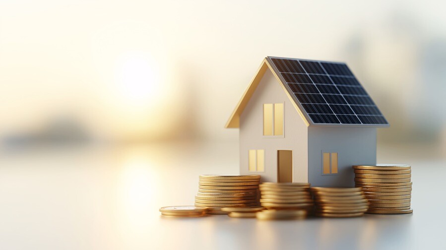 Mini-Haus mit Münzen