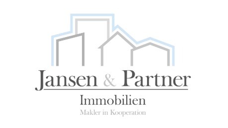 Logo mit Gebäuden, Text: Jansen & Partner Immobilien Makler.
