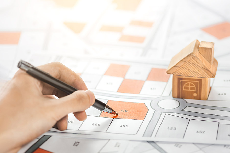 Grundstücksflächen mit Modellhaus