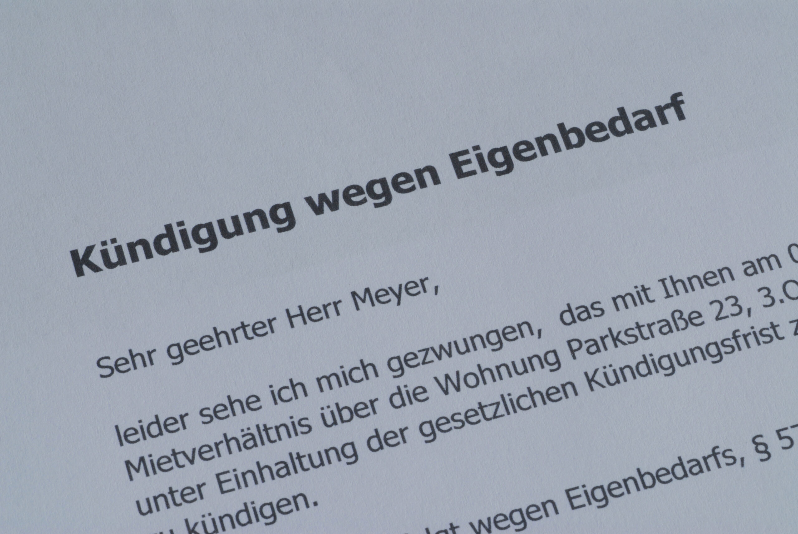 Kündigung wegen Eigenbedarf, Wohnung, Mietrecht, Miete