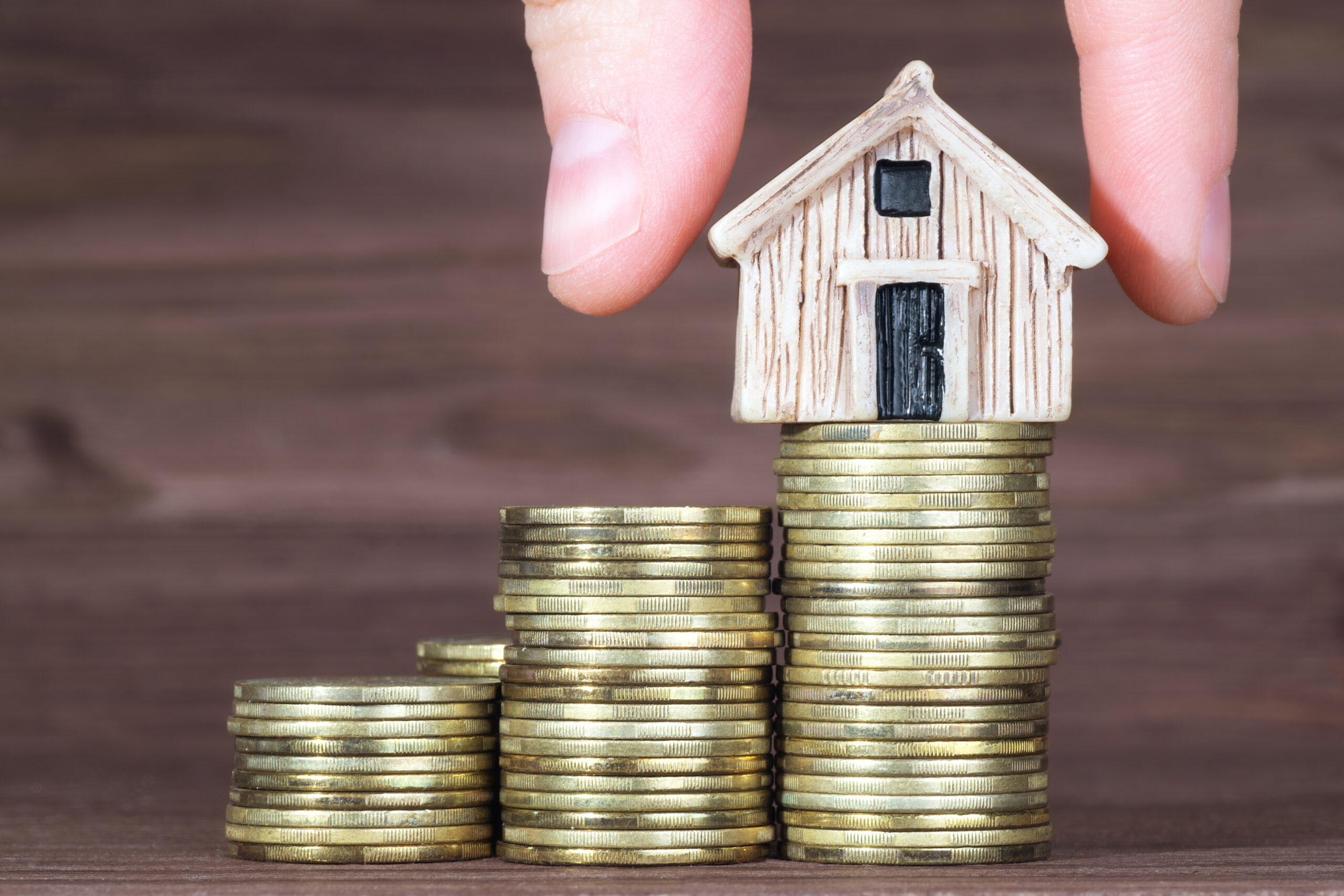 Miniaturhaus auf Münzen