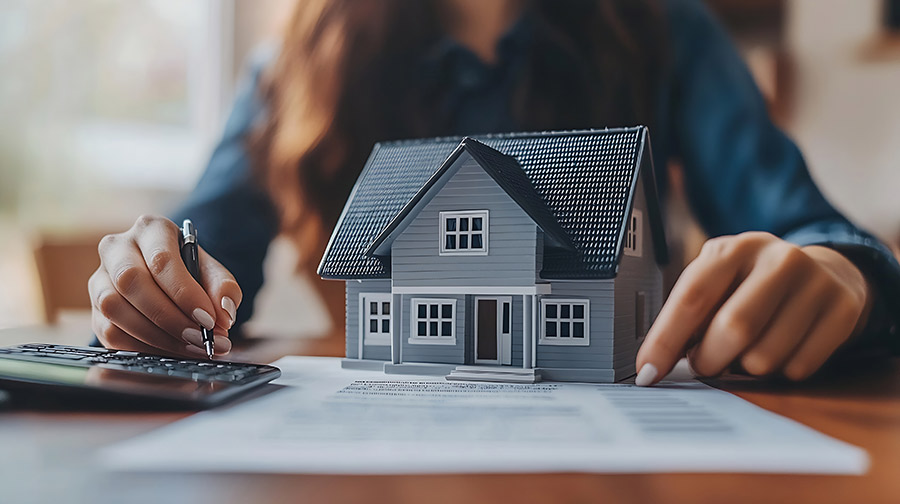 Maklerin mit Modellhaus