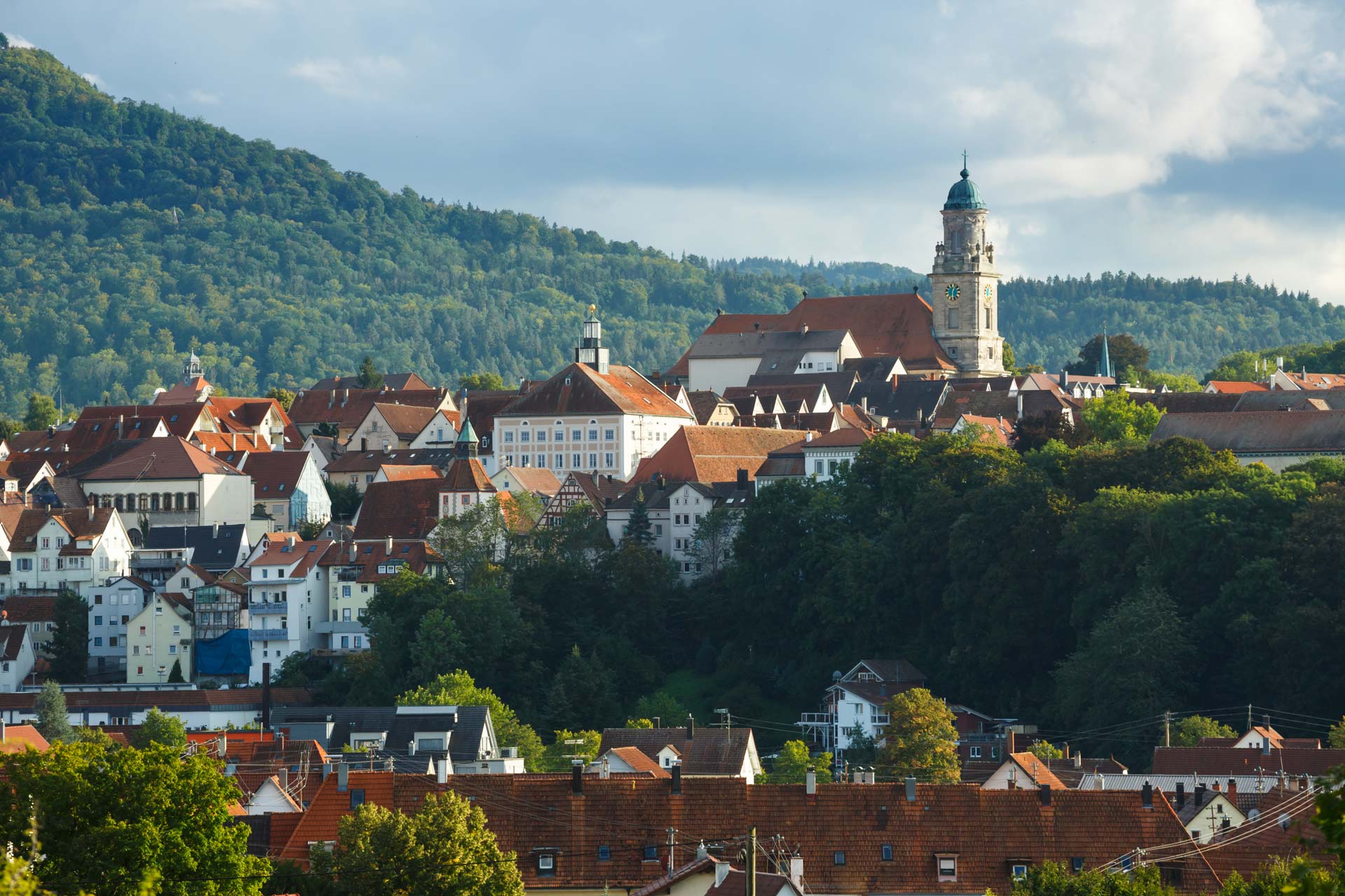 Blick auf die Zollernstadt Hechingen im Zollernalbkreis (Hohenzollern)