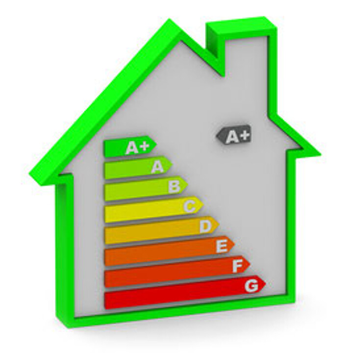 Haus mit Energieeffizienzklassen