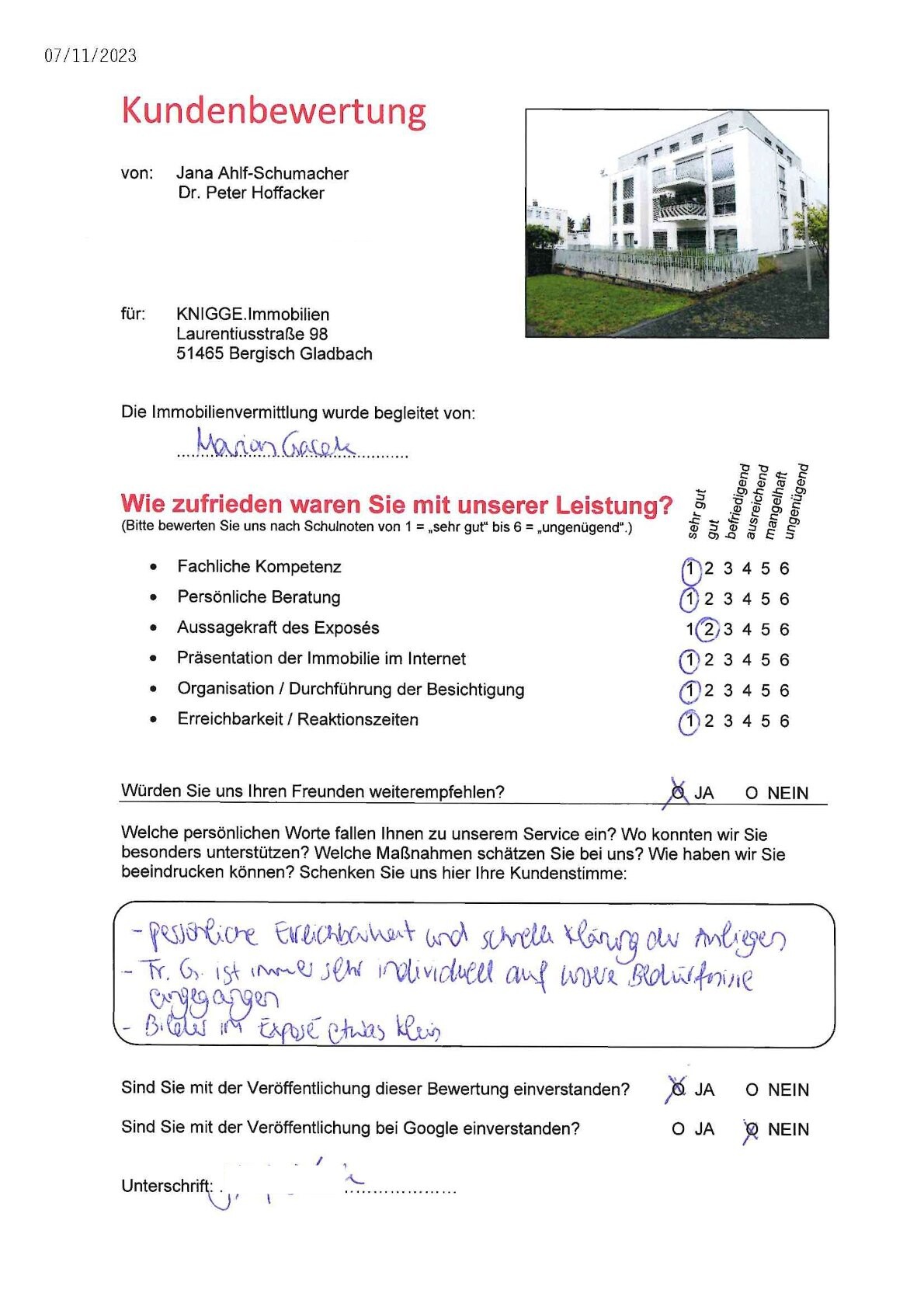 Kundenbewertung - Schuhmacher/Hoffacker