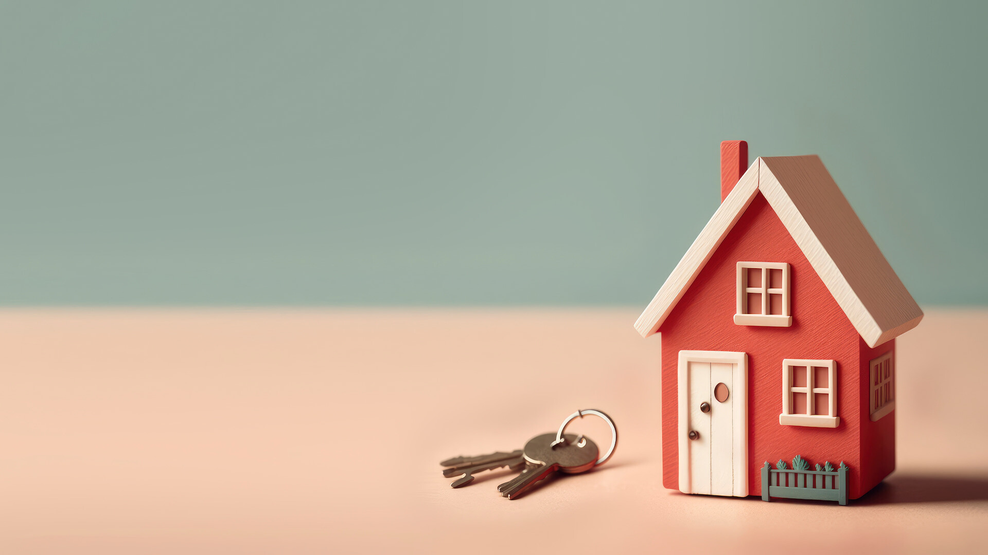 Schlüssel liegt neben rotem Modellhaus