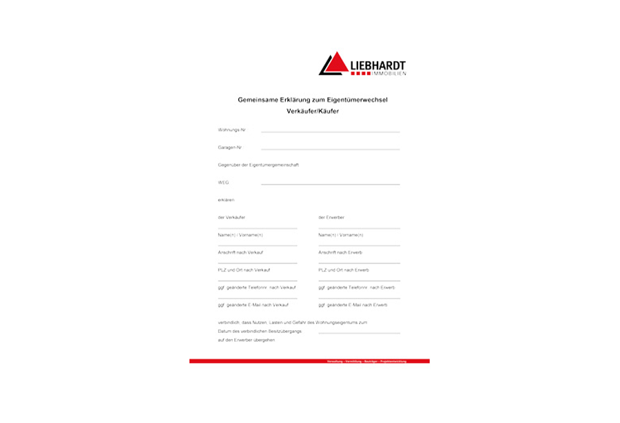 Eigentümerwechselerklärung