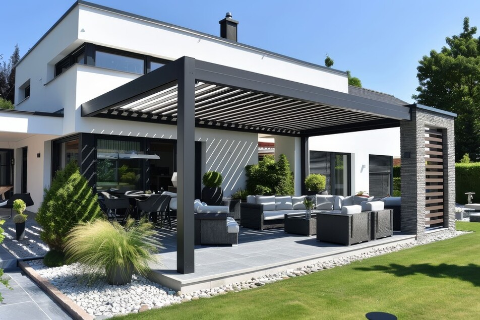 Modernes Einfamilienhaus mit überdachter Terrasse
