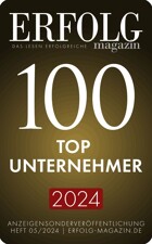 Top 100 Unternehmer Auszeichnung vom Erfolg Magazin