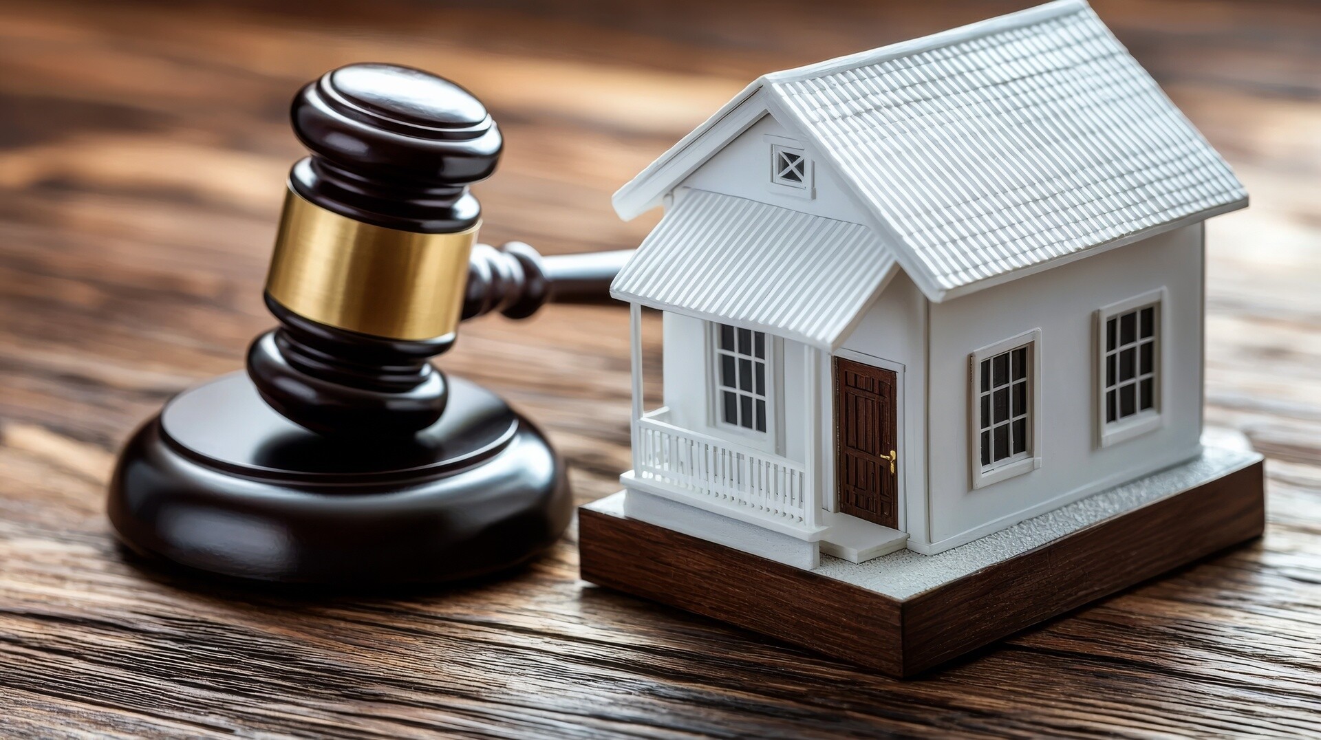 Richterhammer mit weißem Modellhaus