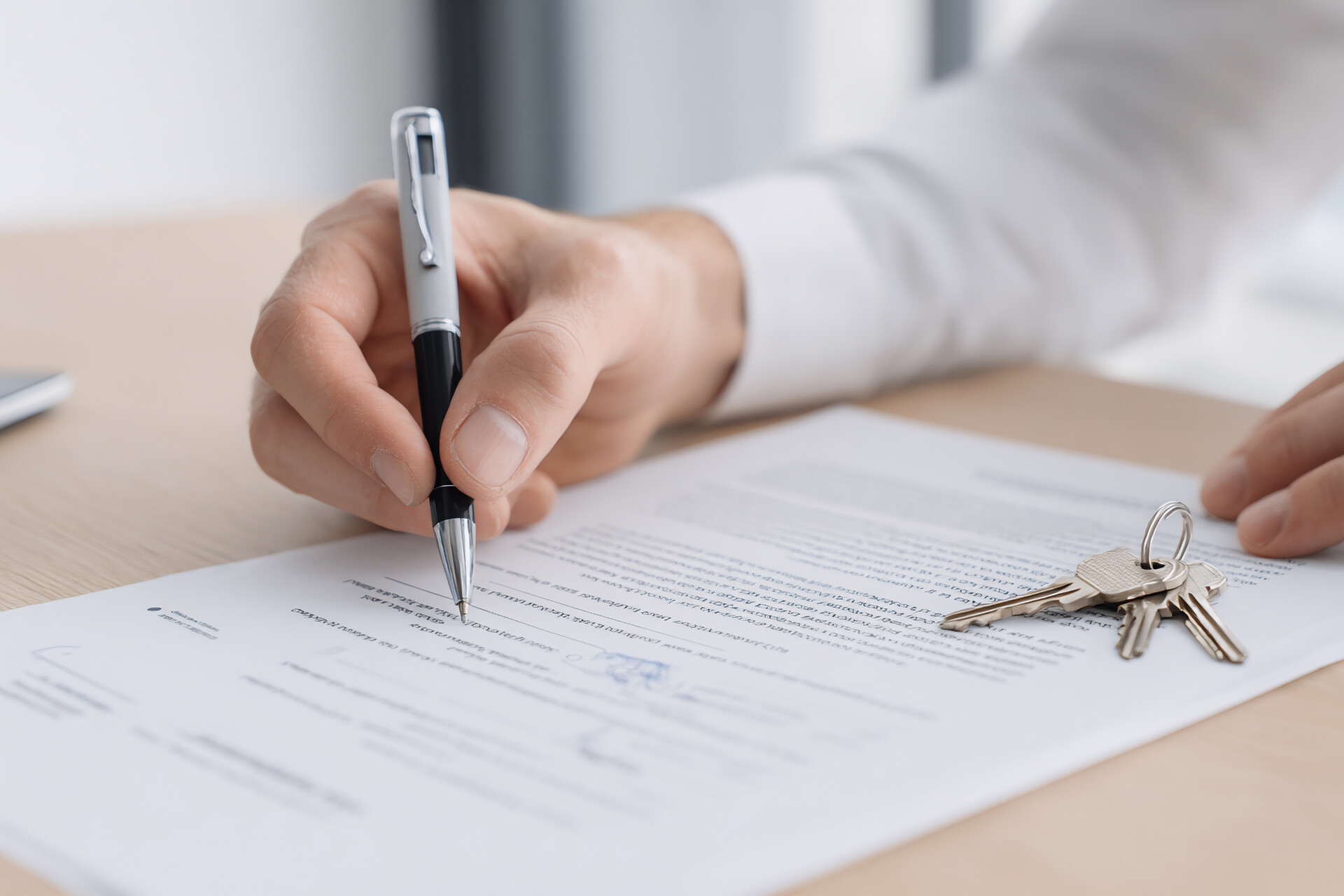 Mann prüft und unterschreibt ein Dokument