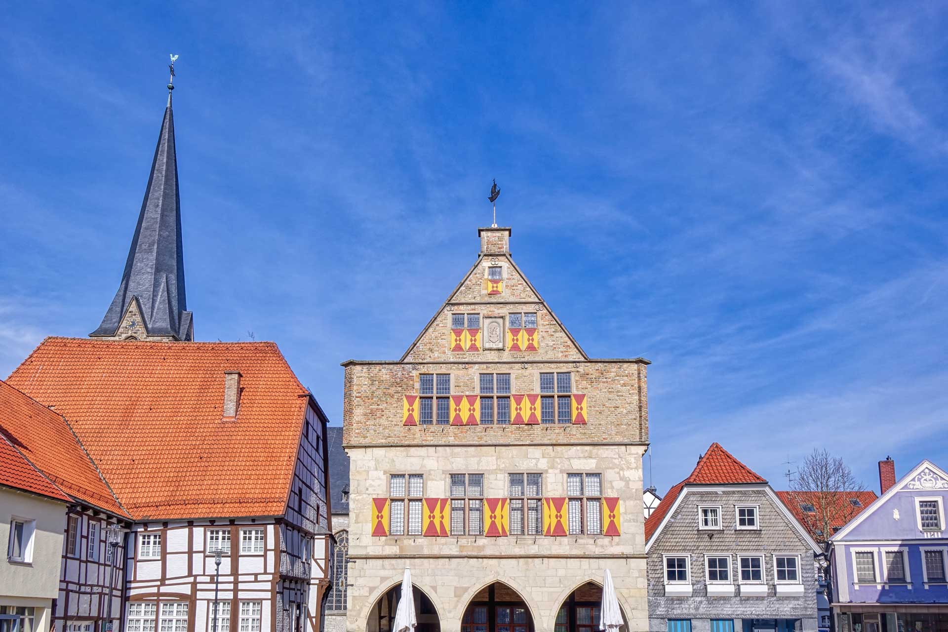 Häuser am Marktplatz der Stadt Werne