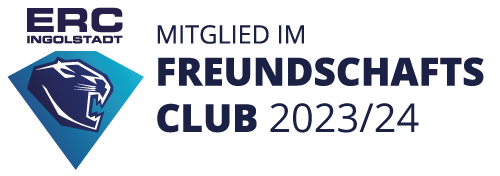 ERC Ingolstadt Logo mit Panther und Text: Mitglied Freundschafts Club 23/24.