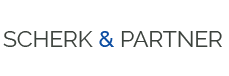 SCHERK & PARTNER"-Logo in Grau, &-Zeichen in Blau.