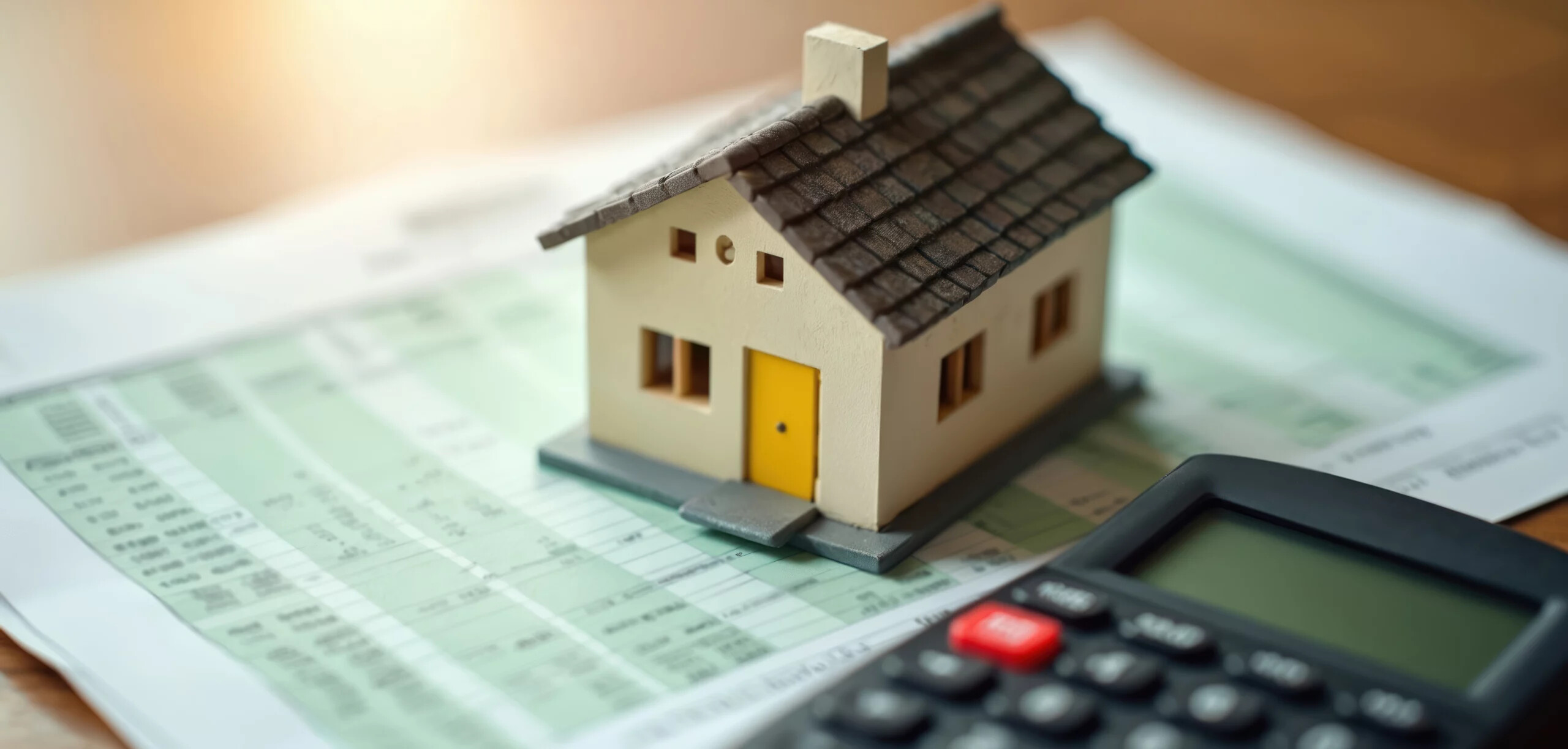 Modellhaus auf Papieren