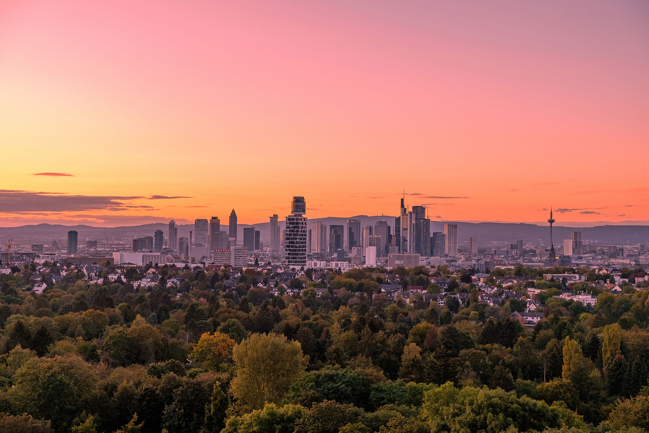 Sonnenuntergang Frankfurt Skyline
