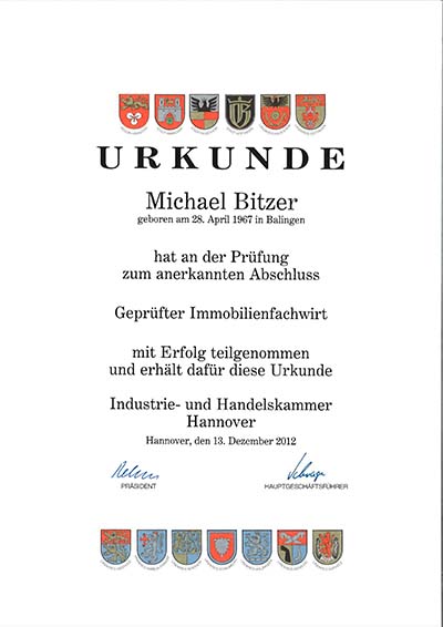 Urkunde Immobilienfachwirt