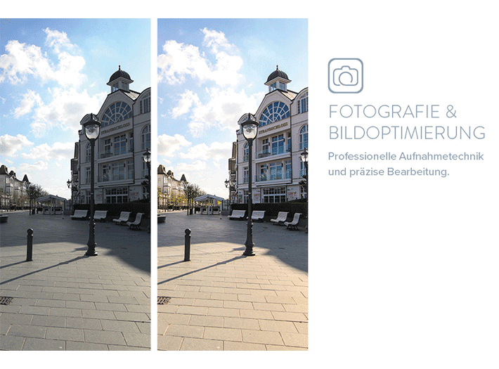 Eine Dienstleistung der Immoblienmakler von Meer.Ostsee Immobilien ist die Fotografie- und Bildoptimierung