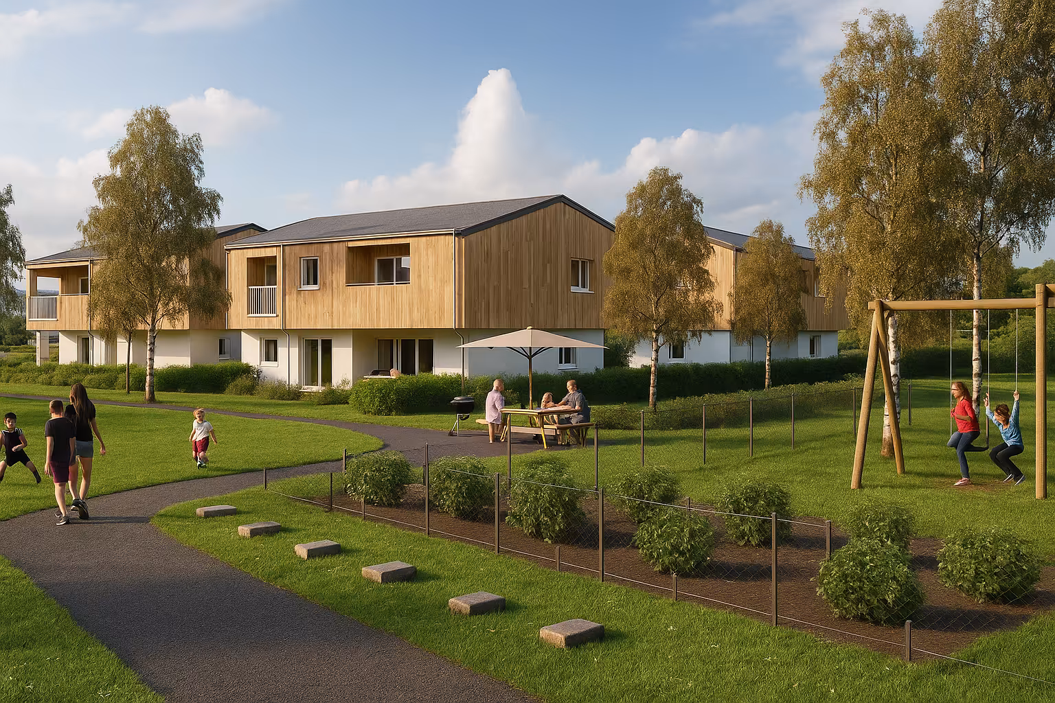 Neubau Mehrfamilienhäuser im Grünen mit Kinderspielplatz