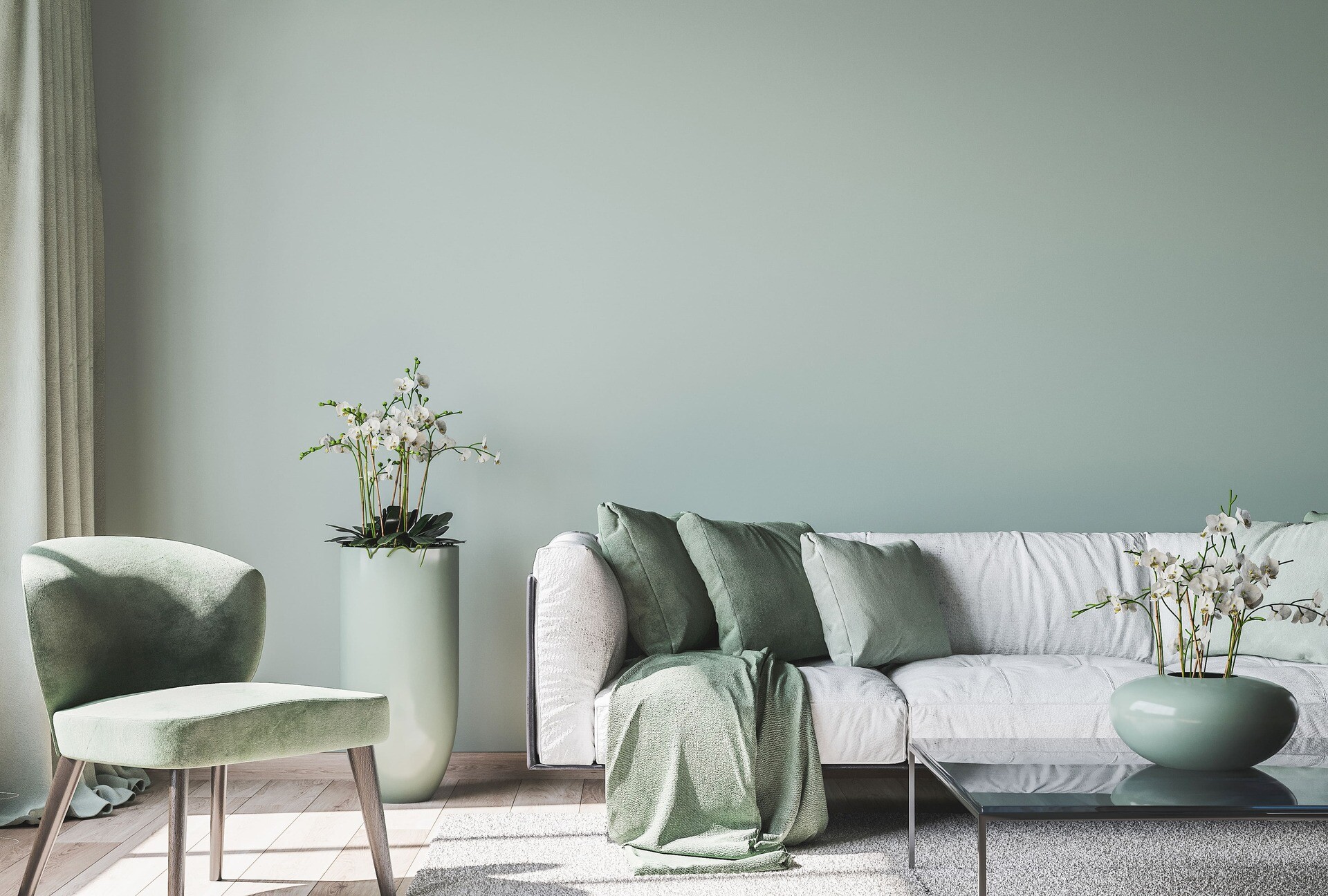 Wohnzimmer für professionelle Immobilienfotografie eingerichtet