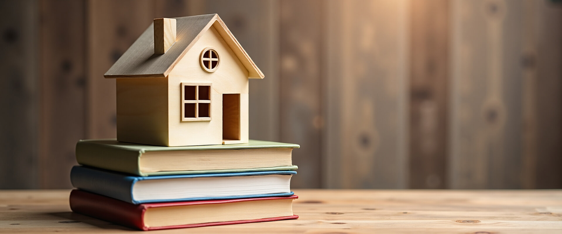 Modellhaus steht auf drei Büchern