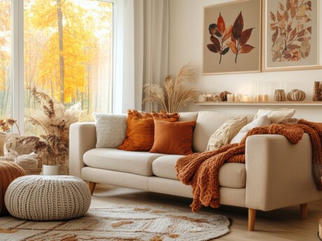 Herbstlich eingerichtetes Wohnzimmer