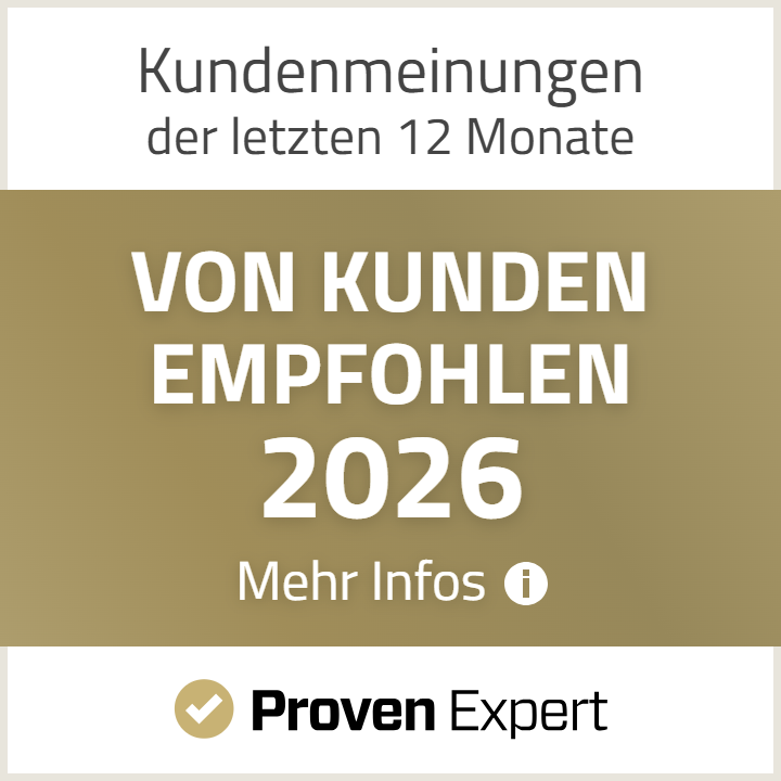 Bewährter Experte Gold: Von Kunden empfohlen 2026, Info-Icon.