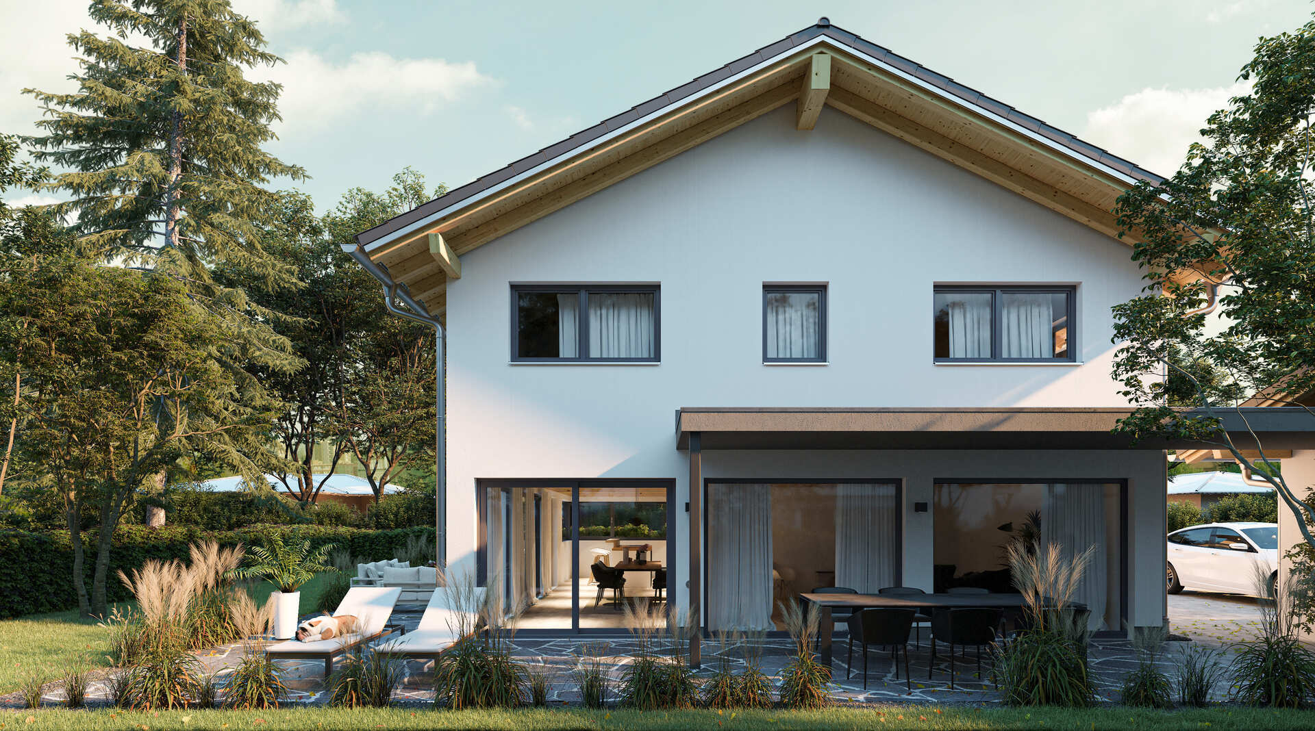 Banner: Modernes, freistehendes Einfamilienhaus