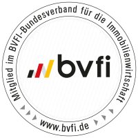 BVFI-Logo rund, bunte Balken, umlaufender deutscher Text.