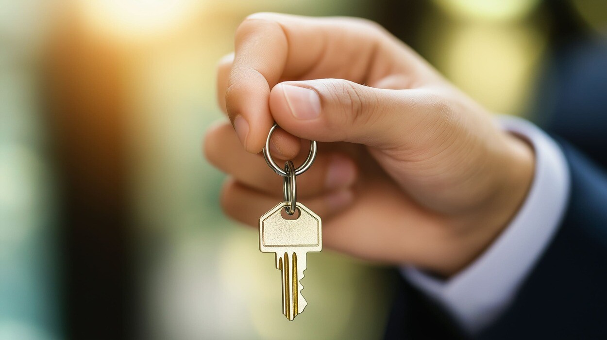 Makler hält Schlüssel