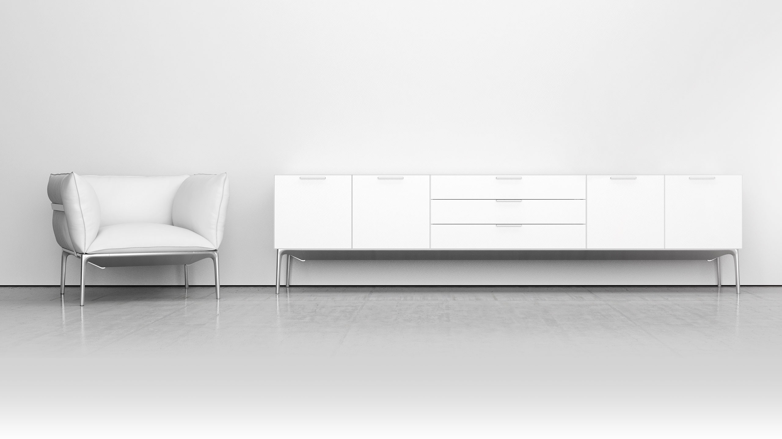 Sessel mit Sideboard