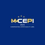 Logo von MCEPI 2025 mit dem Text 'European Real Estate Quality Label' und fünf Sternen auf blauem Hintergrund
