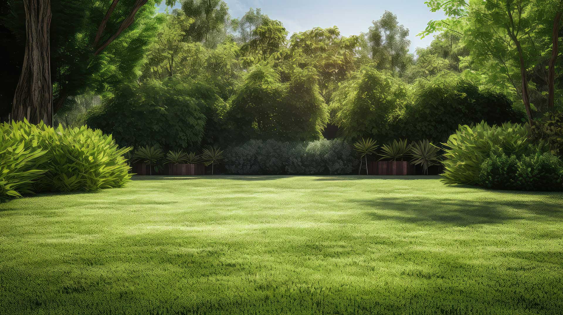 Wiese und Pflanzen in einem Garten