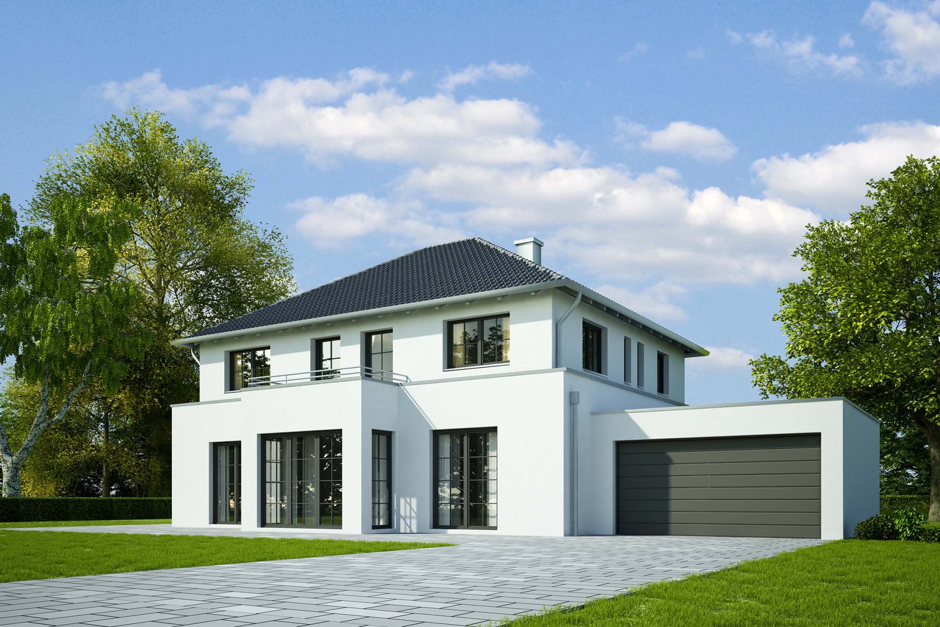 Modernes weißes Einfamilienhaus