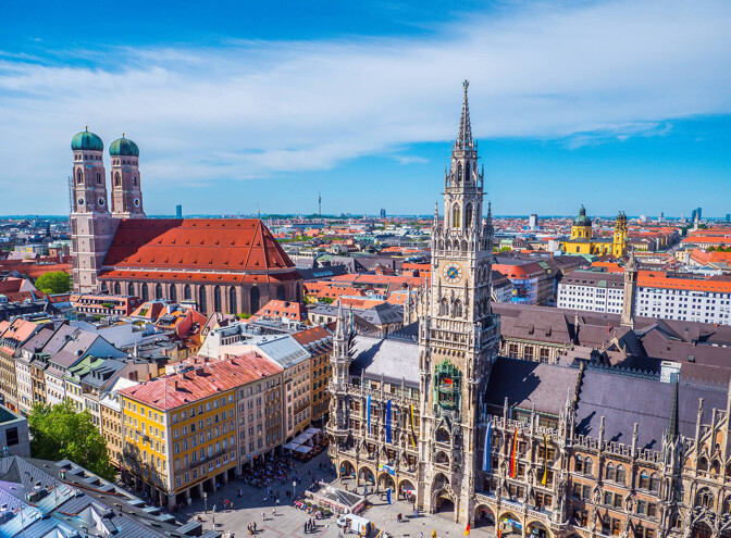 Luftansicht vom Münchener Marktplatz