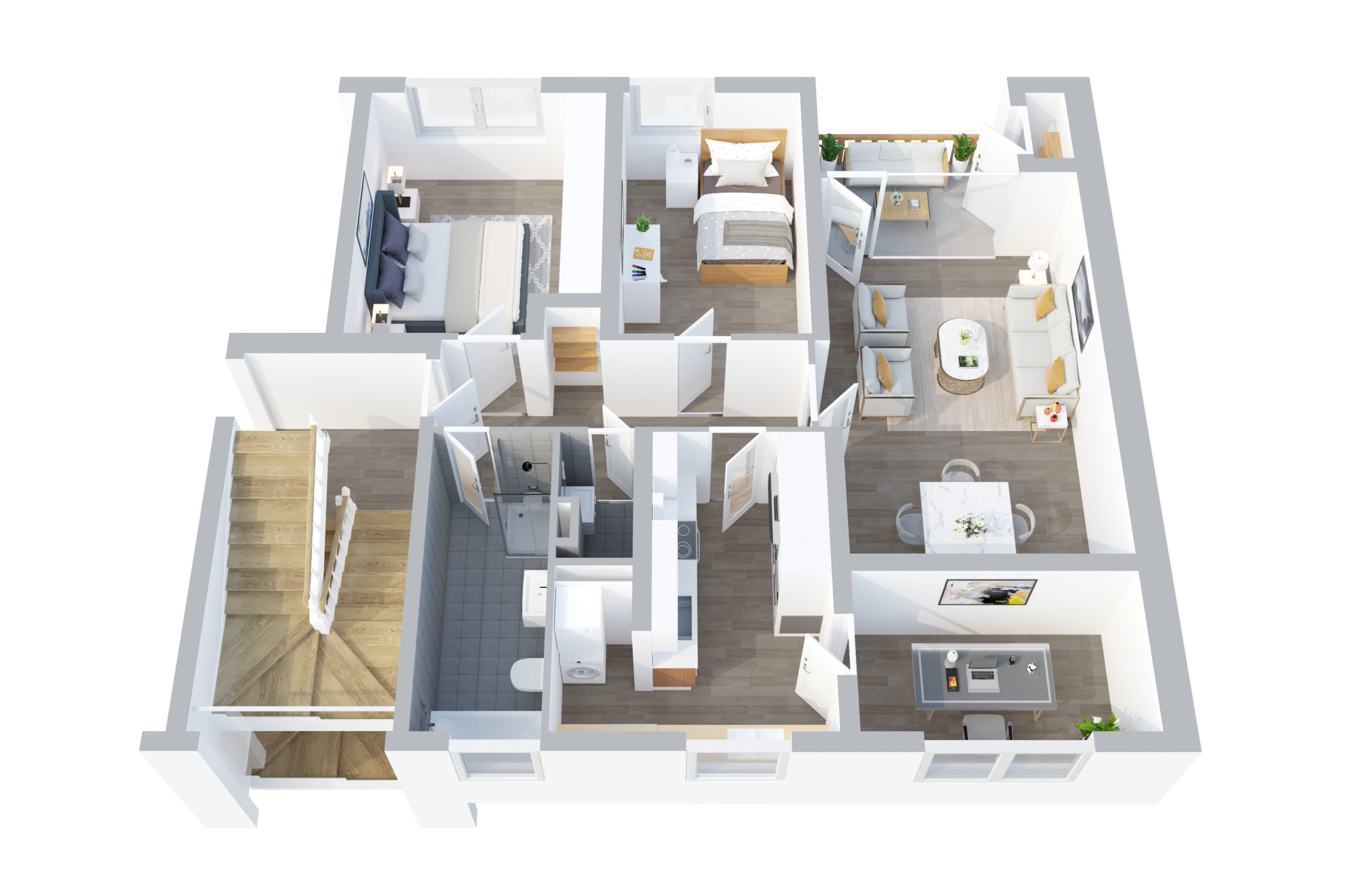 3D-Modellierter Grundriss